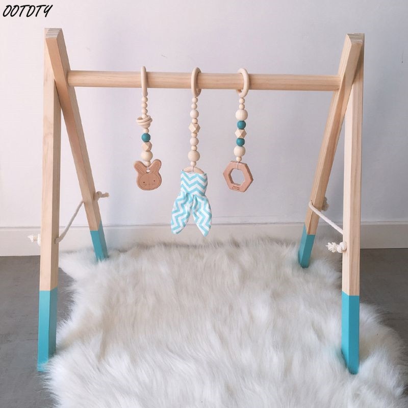 1 Set Nordic Cartoon Baby Wooden Rabbit Ear Toys Pendant Baby Gym Fitness Rack Kit Toddler Infant Room Ornament Decorations